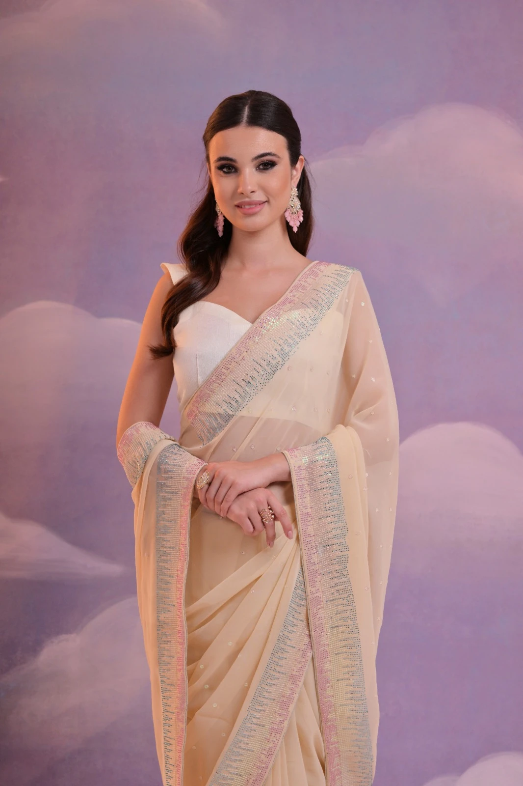 Pc Chiku Sequence Georgette Wholesale Fancy Saree — Wholesale Sarees, MPA wholesale from Surat — view 4